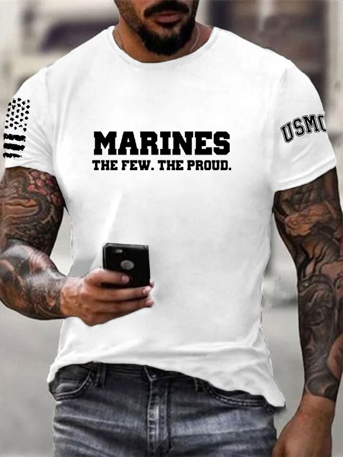 Men's Marines The Few The Proud Pattern Print Cotton T-Shirt