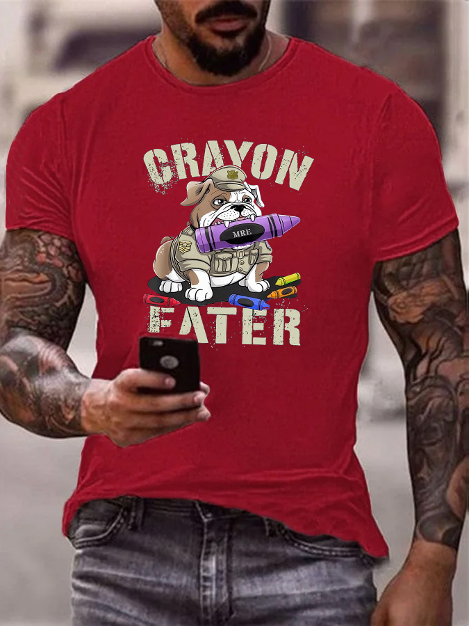 Crayon Eater Pattern Print Cotton T-Shirt