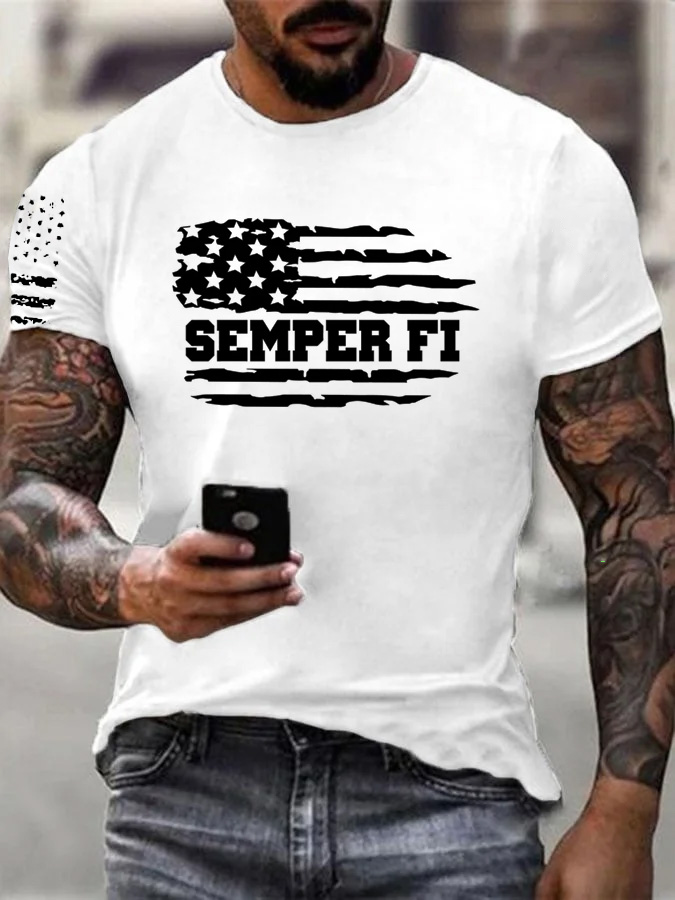 Men'S Semper Fi Pattern Cotton T-Shirt
