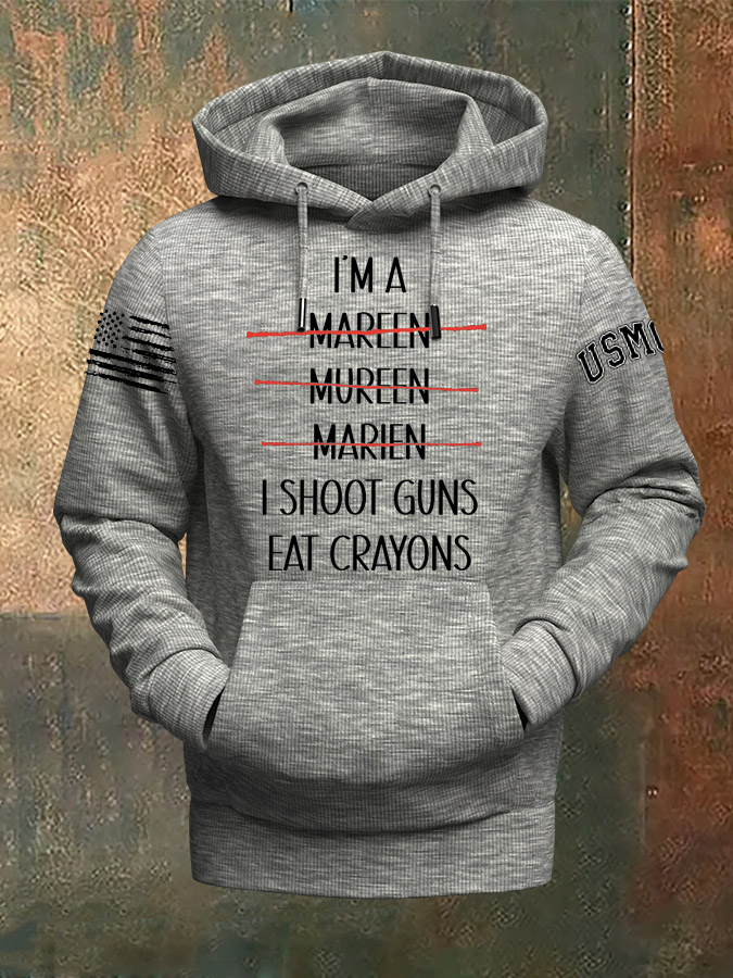 Marines Shot Guns Eat Crayons Pattern Print Classic Hoodie