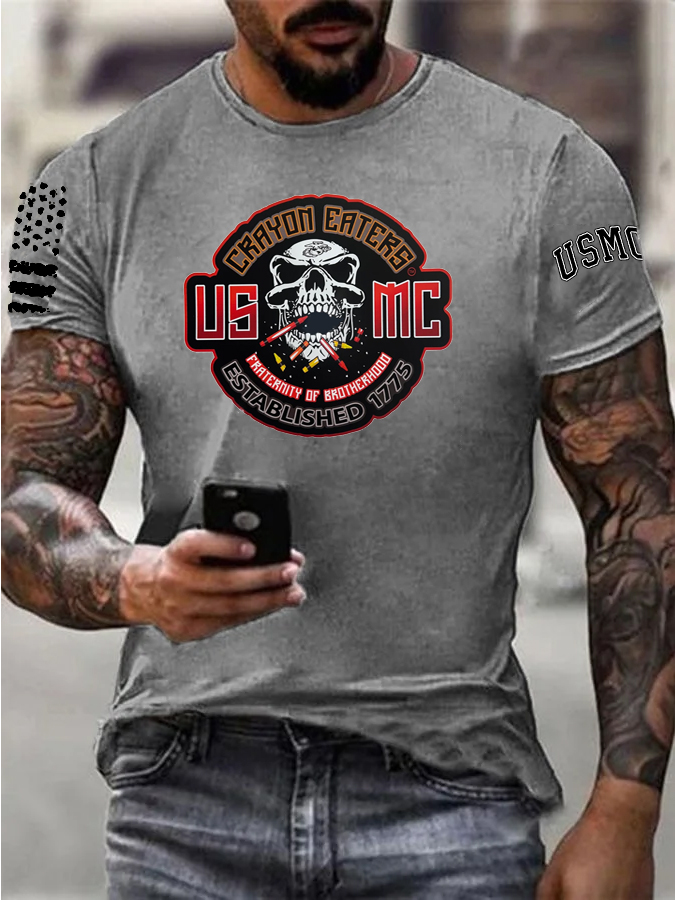 Crayon Eaters Skull Pattern Print Cotton T-Shirt