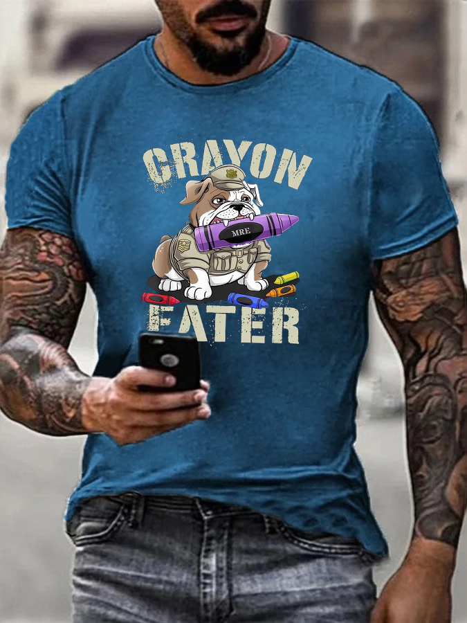 Crayon Eater Pattern Print Cotton T-Shirt
