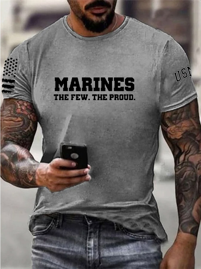 Men's Marines The Few The Proud Pattern Print Cotton T-Shirt