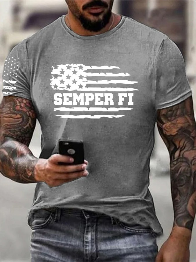 Men'S Semper Fi Pattern Cotton T-Shirt