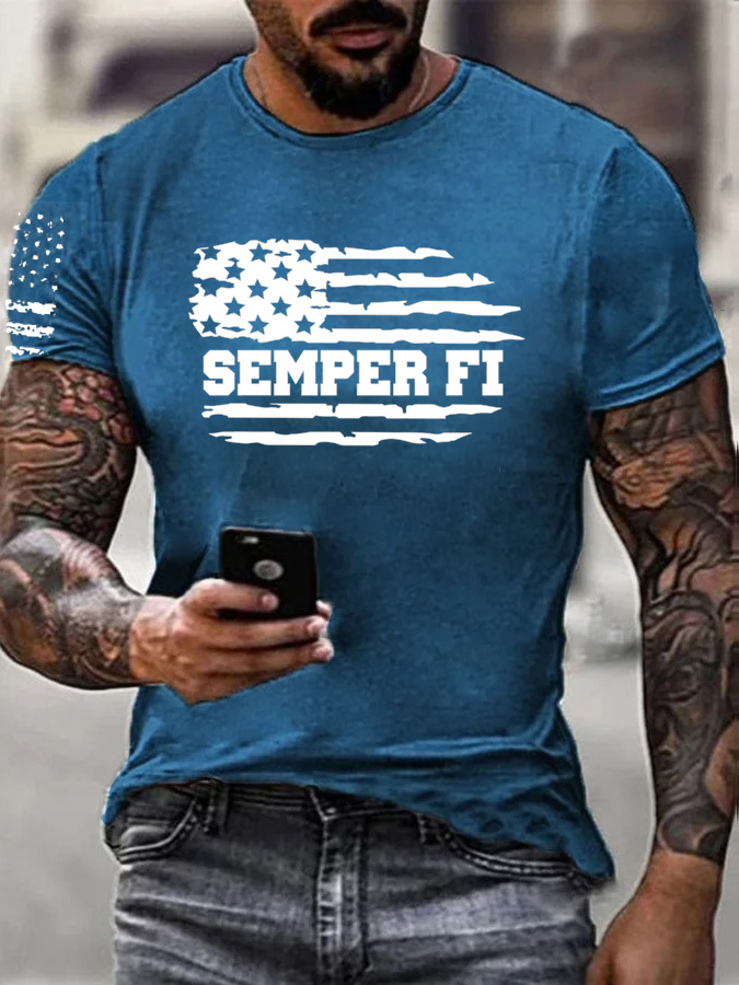 Men'S Semper Fi Pattern Cotton T-Shirt