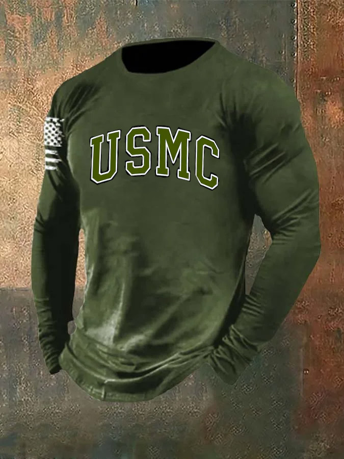 Men's Veteran USMC Pattern Long Sleeve T-Shirt