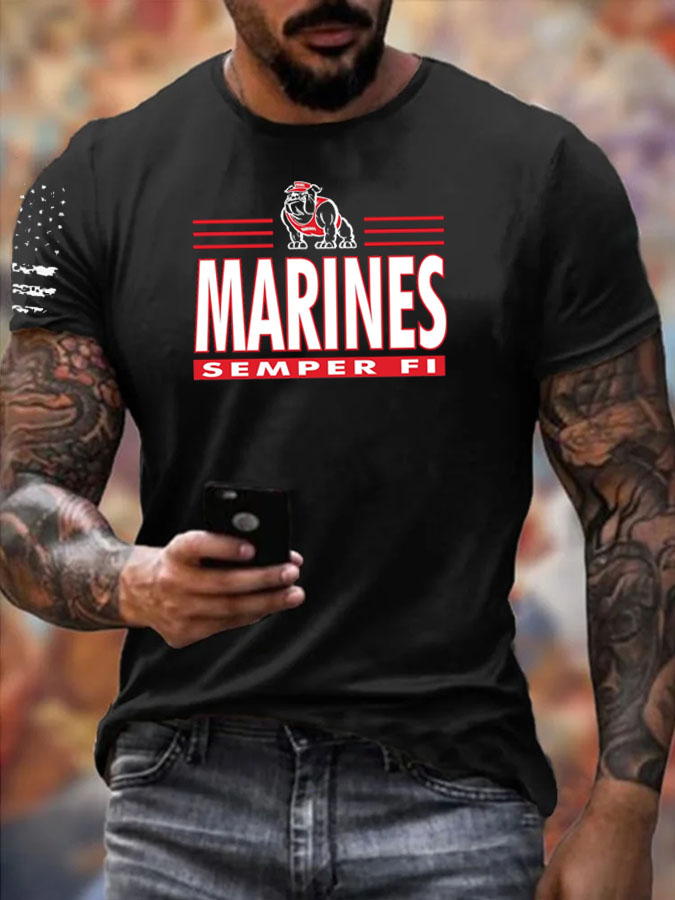 Men' s Marines Pattern Cotton T-Shirt