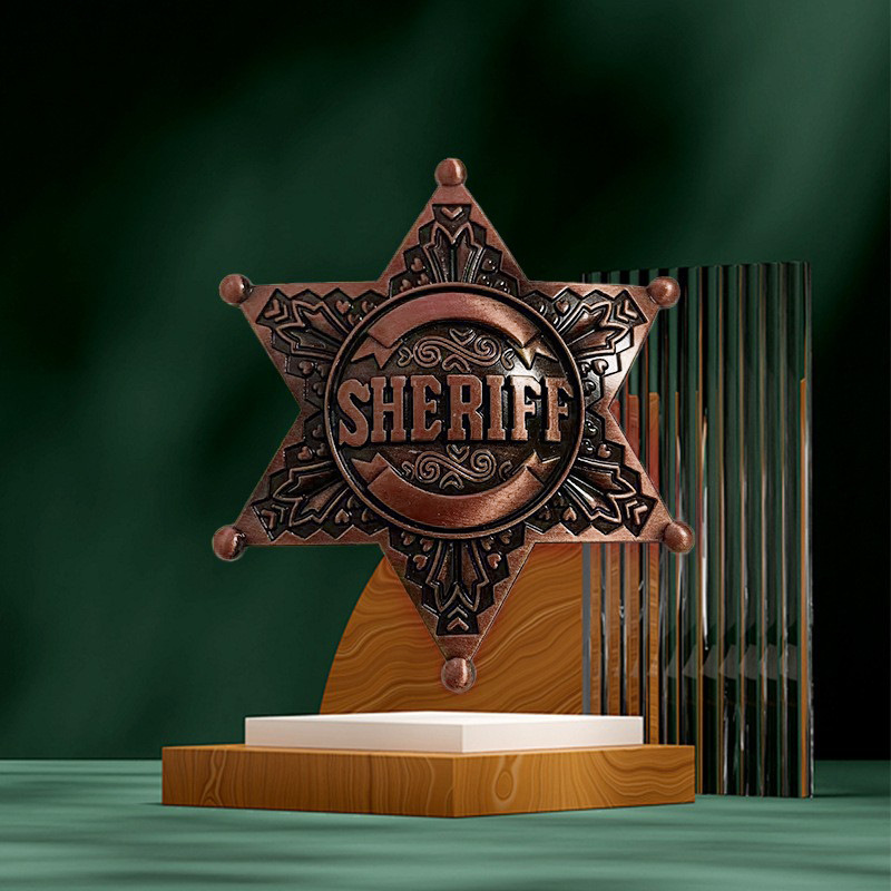 American Sheriff Brooch Hexagon Star Pin Semper Fi Creative Exquisite Badge