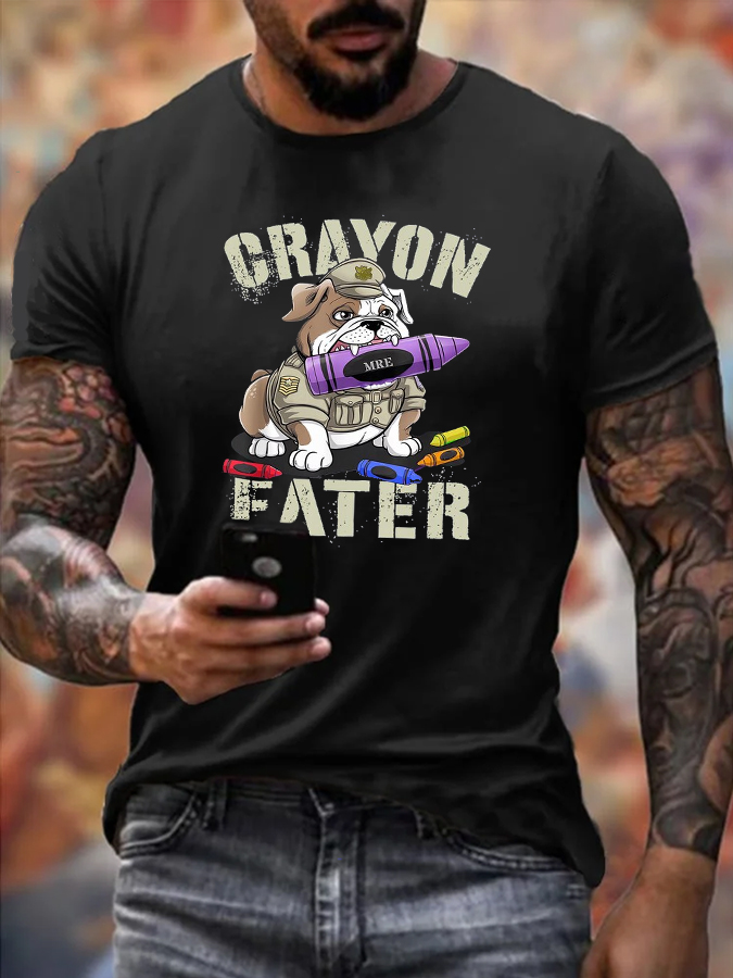 Crayon Eater Pattern Print Cotton T-Shirt