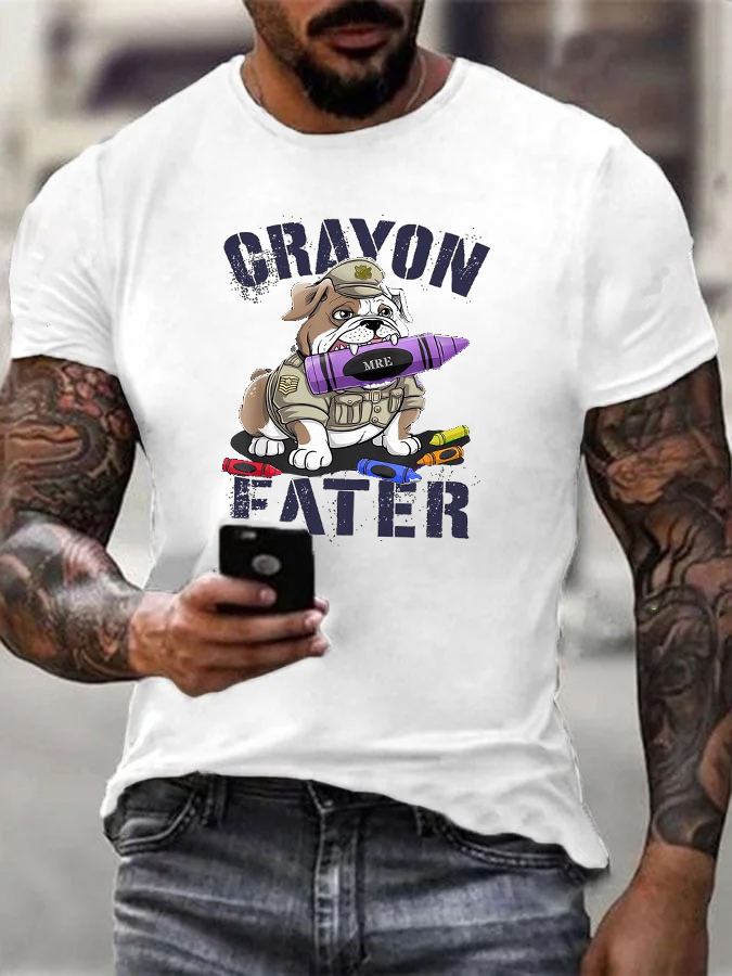 Crayon Eater Pattern Print Cotton T-Shirt