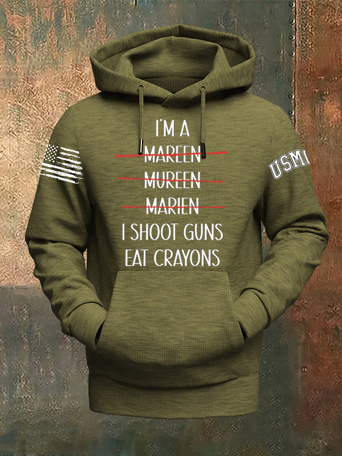 Marines Shot Guns Eat Crayons Pattern Print Classic Hoodie