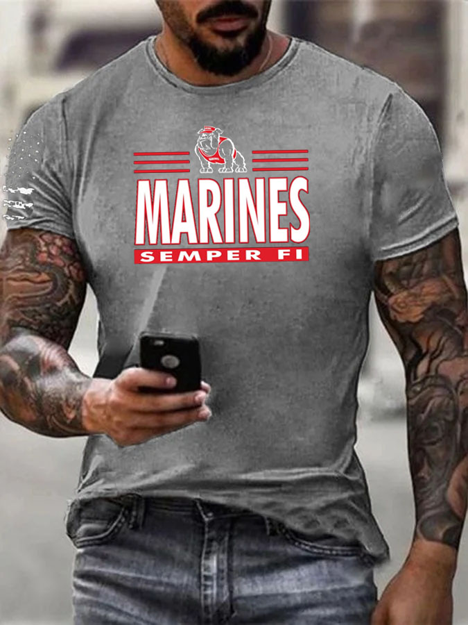 Men' s Marines Pattern Cotton T-Shirt