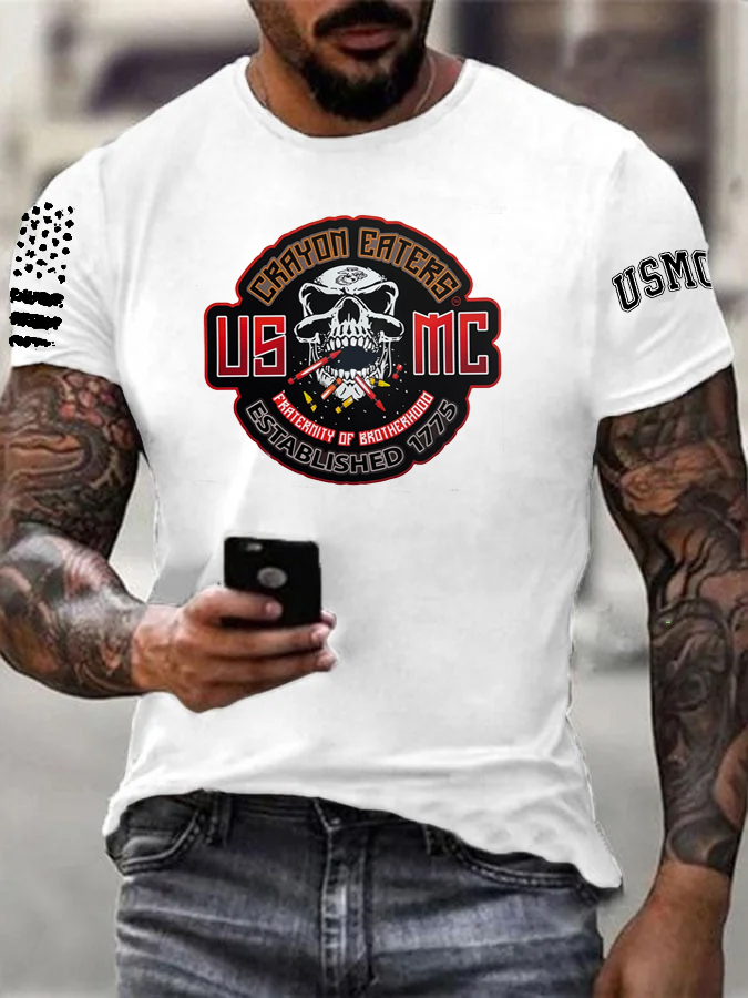 Crayon Eaters Skull Pattern Print Cotton T-Shirt