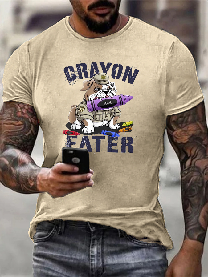Crayon Eater Pattern Print Cotton T-Shirt