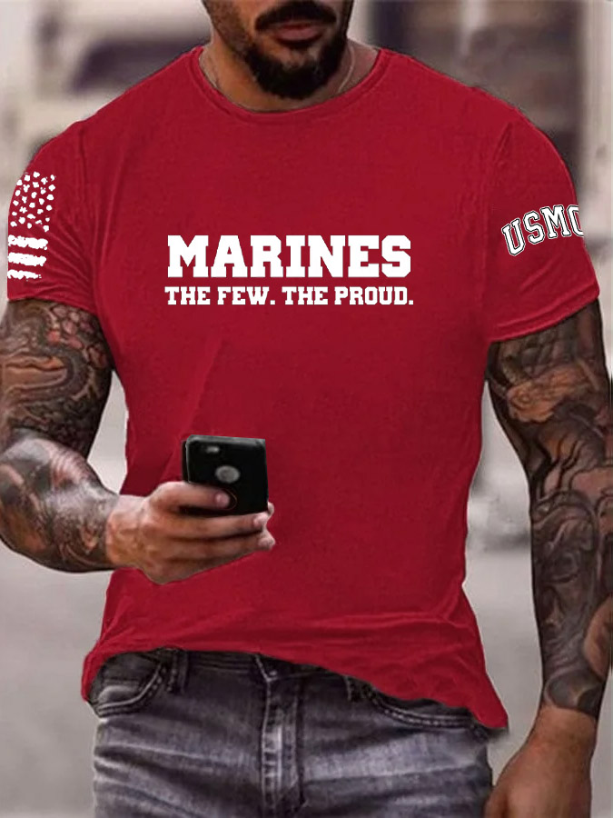 Men's Marines The Few The Proud Pattern Print Cotton T-Shirt