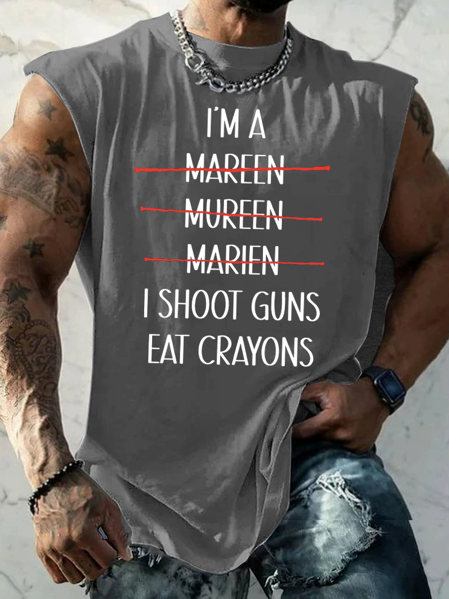 Marines Shot Guns Eat Crayons Pattern Print Vest