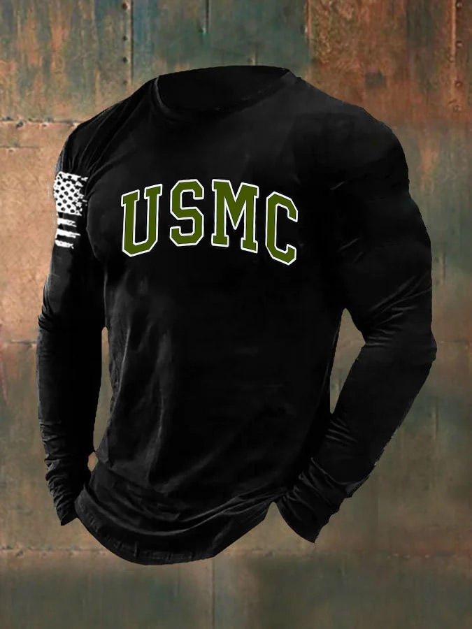 Men's Veteran USMC Pattern Long Sleeve T-Shirt