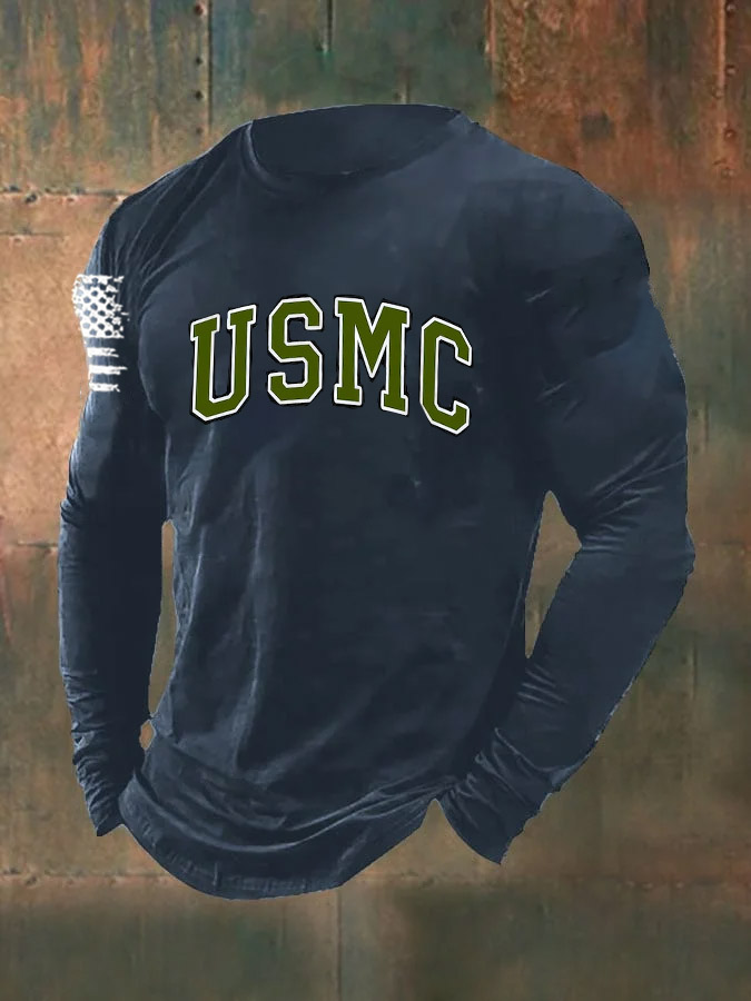 Men's Veteran USMC Pattern Long Sleeve T-Shirt
