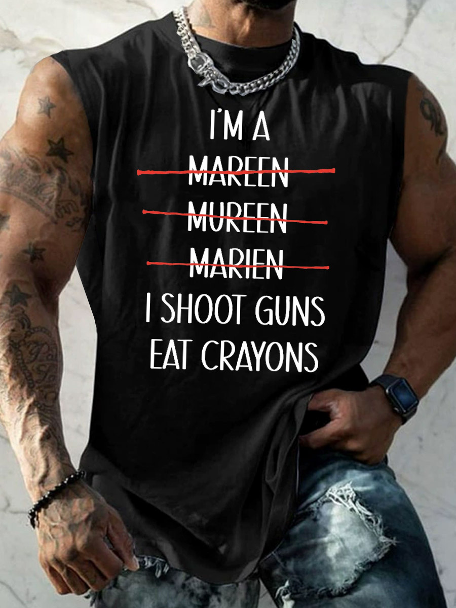 Marines Shot Guns Eat Crayons Pattern Print Vest