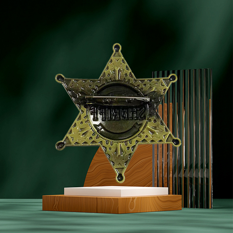American Sheriff Brooch Hexagon Star Pin Semper Fi Creative Exquisite Badge