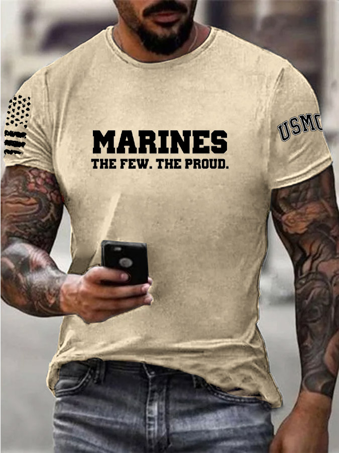Men's Marines The Few The Proud Pattern Print Cotton T-Shirt