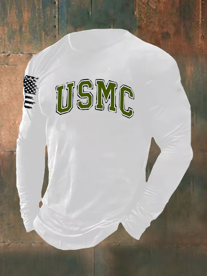 Men's Veteran USMC Pattern Long Sleeve T-Shirt