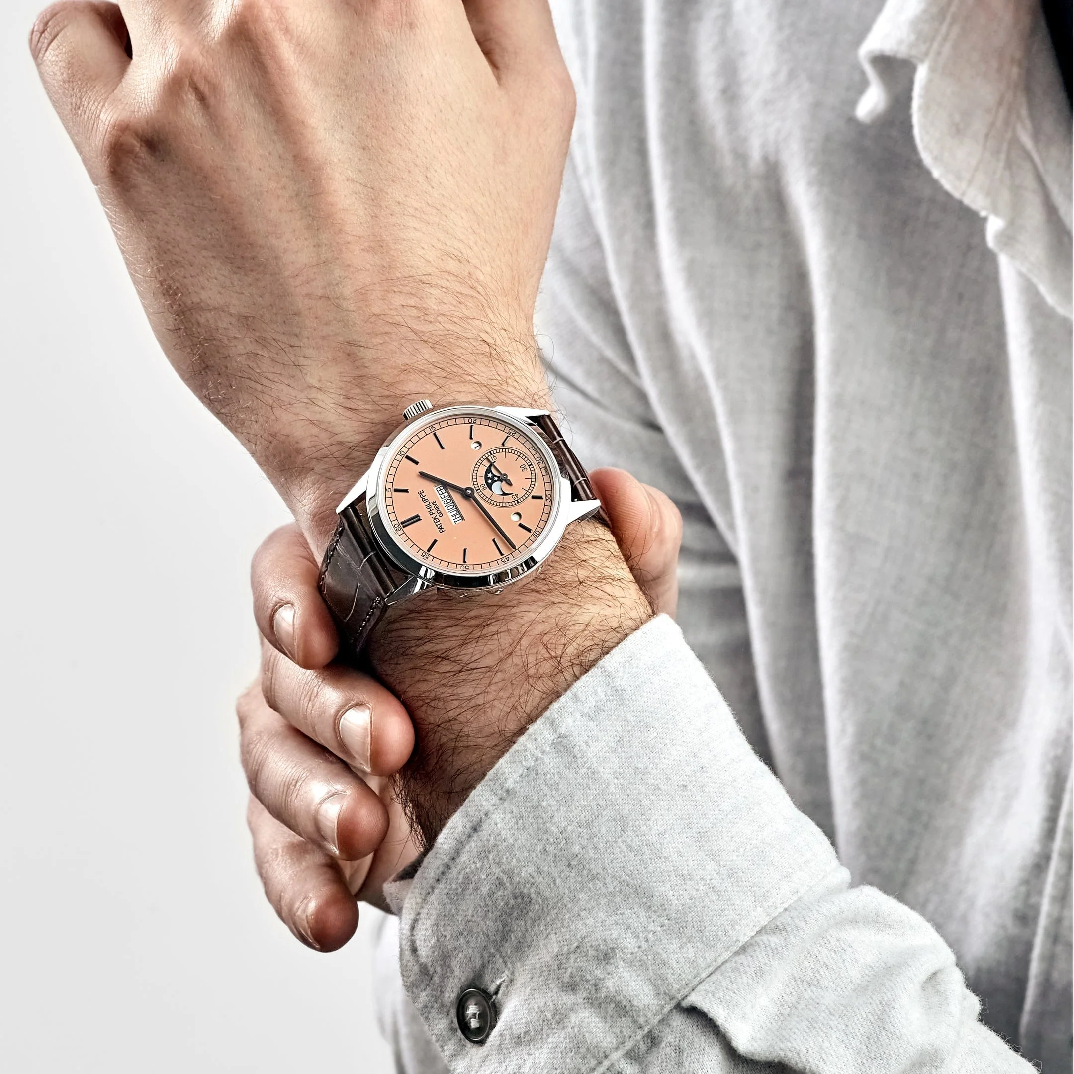Patek Philippe Grand Complications 5236P-010 In-Line Perpetual Calendar Platinum Salmon Dial(2024)