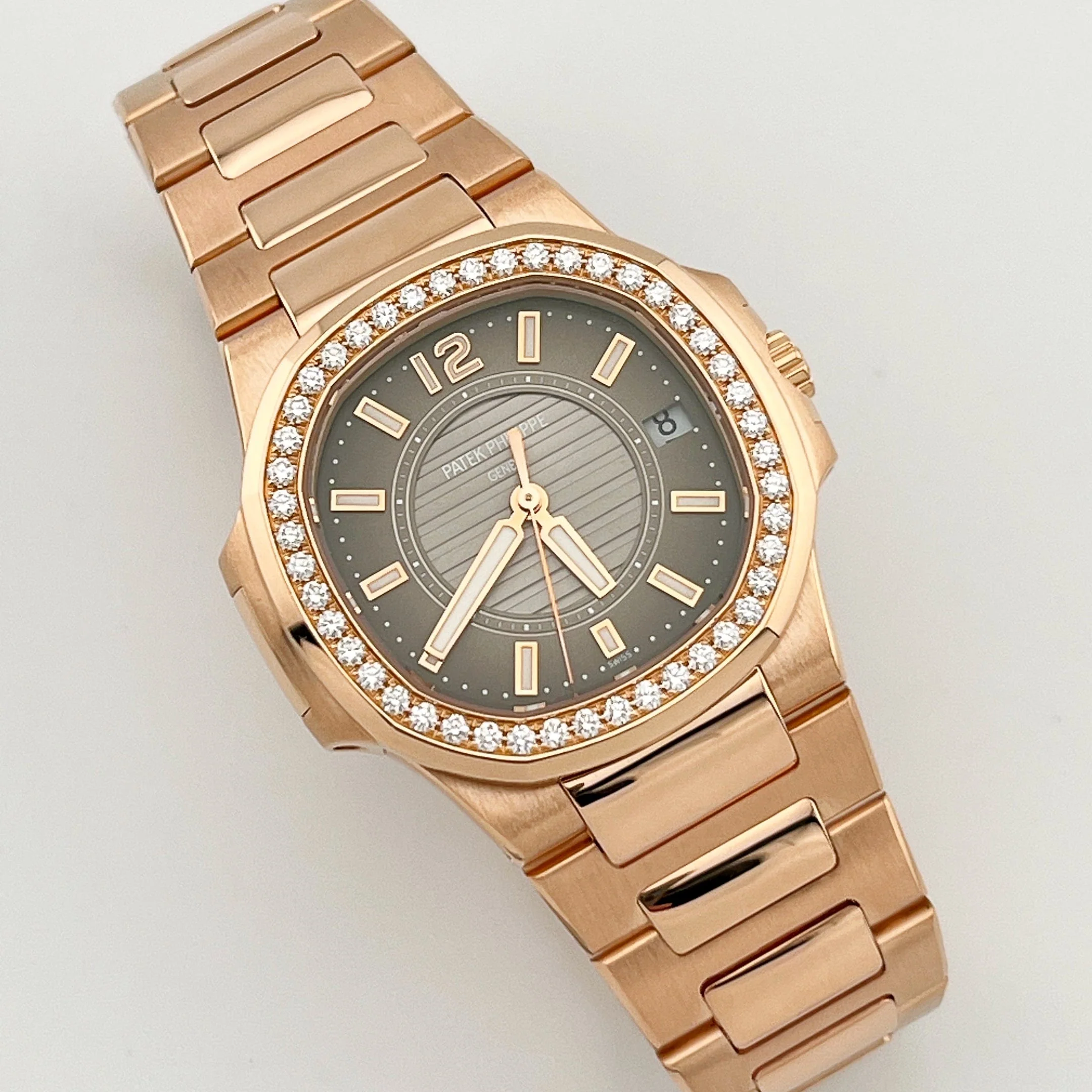 Patek Philippe Nautilus 7010/1R-010 'Ladies' Rose Gold Brown Dial Diamond Bezel (2014)