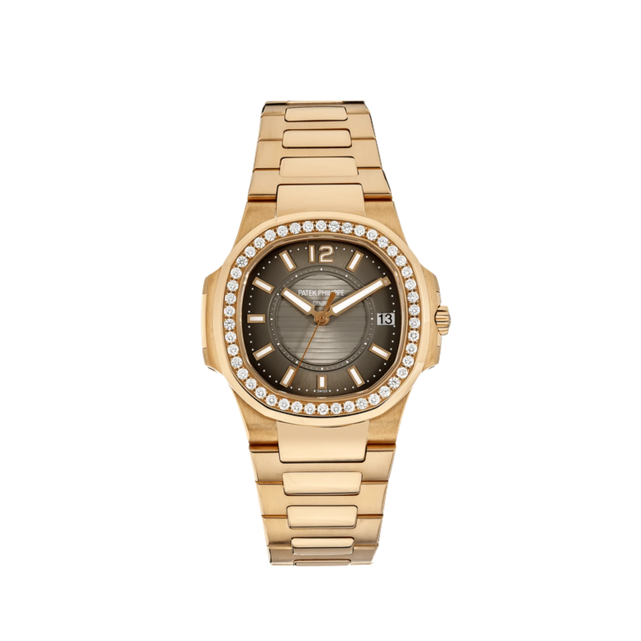 Patek Philippe Nautilus 7010/1R-010 'Ladies' Rose Gold Brown Dial Diamond Bezel (2014)