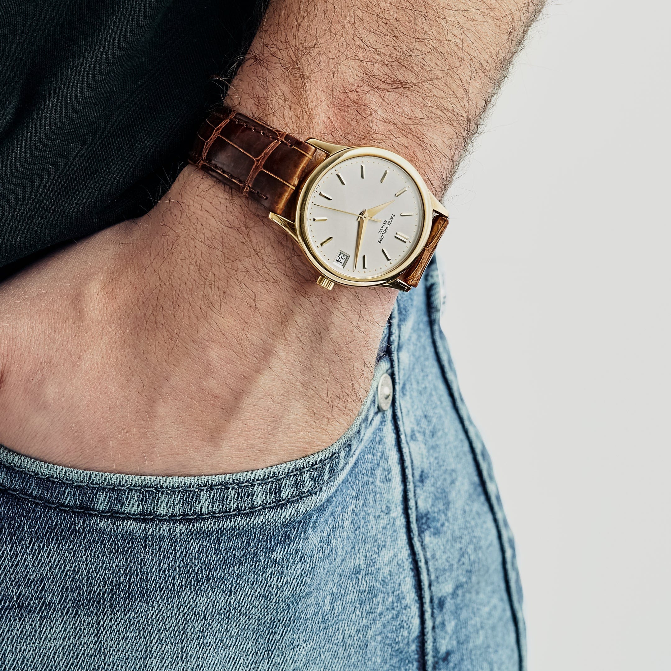 Patek Philippe Calatrava 3998 Yellow Gold Cream Dial Alligator Strap (1997)