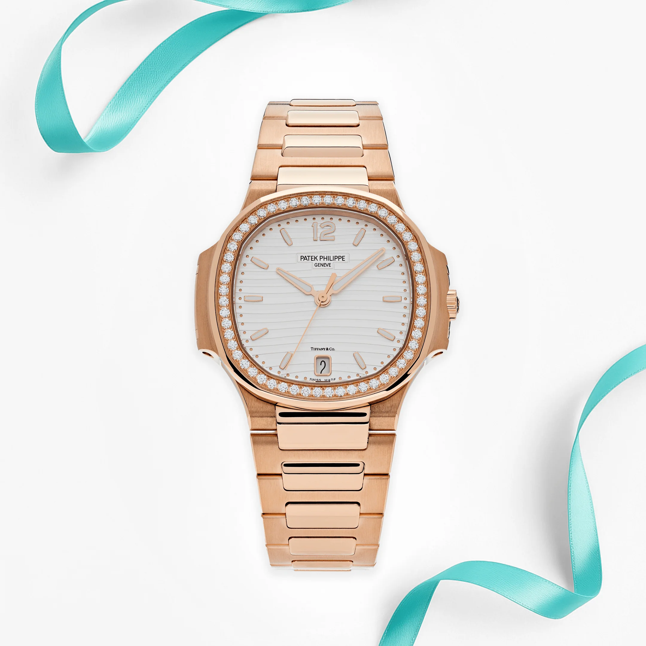 Patek Philippe Nautilus 7118/1200R-001 'Ladies Automatic Tiffany & Co.' Rose Gold Diamond Bezel