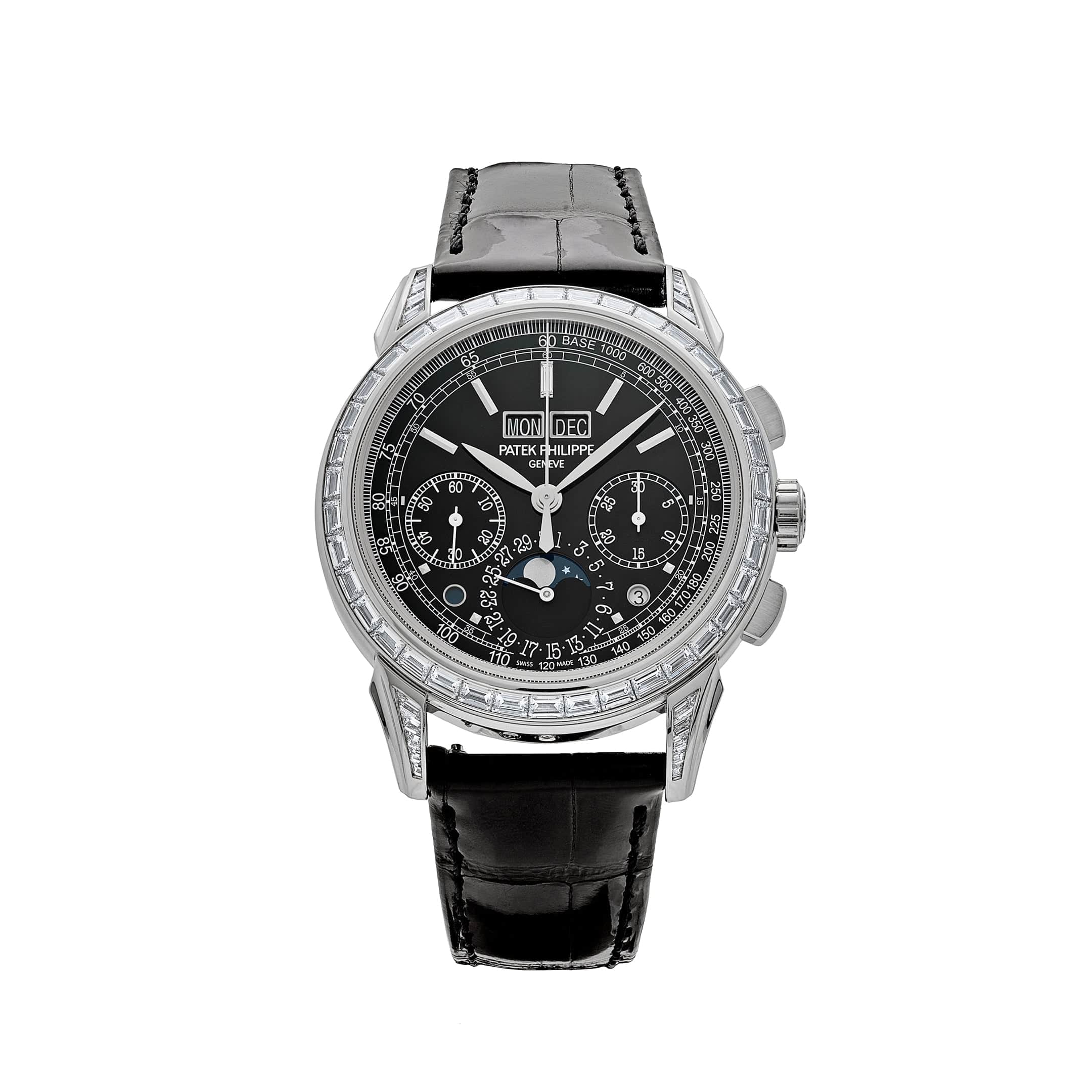 Patek Philippe Grand Complications 5271P-001 Perpetual Calendar Platinum Black Dial Baguette Bezel