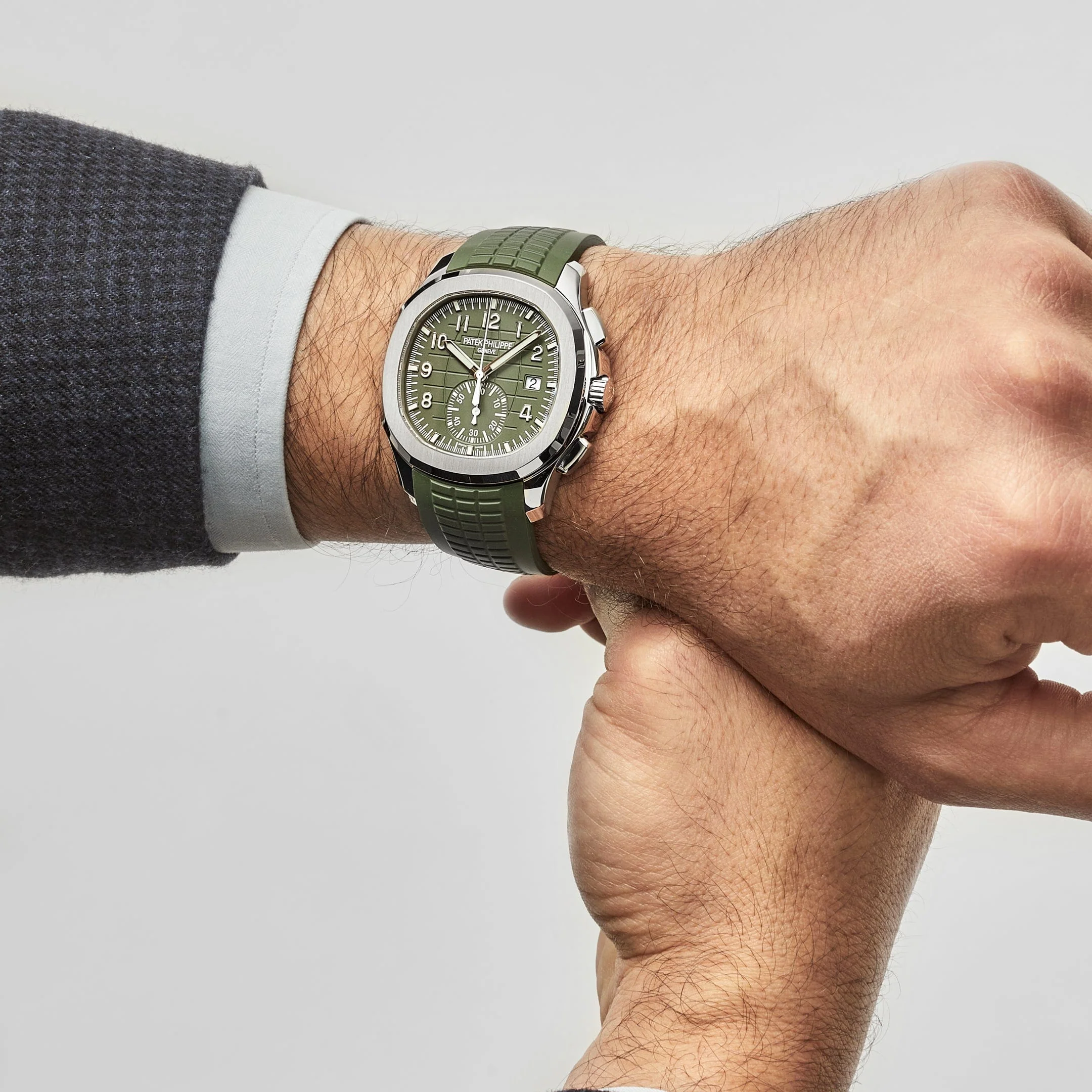 Patek Philippe Aquanaut 5968G-010 Chronograph White Gold Khaki Green Dial Uncut (2024)