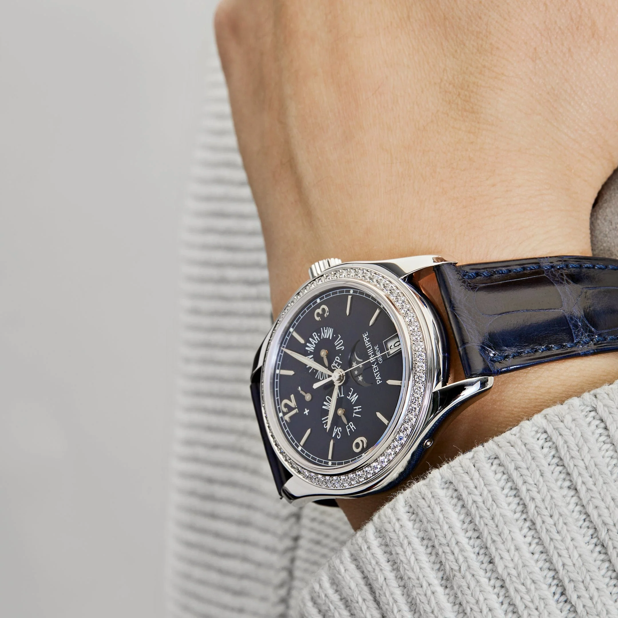 Patek Philippe Complications 5147G-001 Diamond Bezel Annual Calendar Moon Phases (2023)