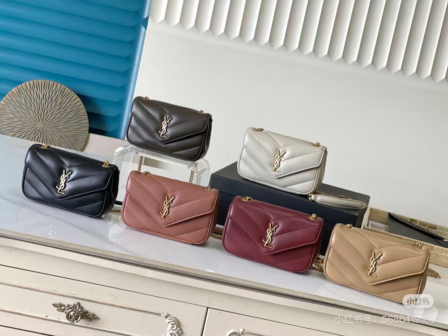 SAINT LAURENT圣罗兰 YSL LOULOU 品牌Logo标志磁扣开合 羊皮革 单肩斜挎包 迷你 黑色 棕色