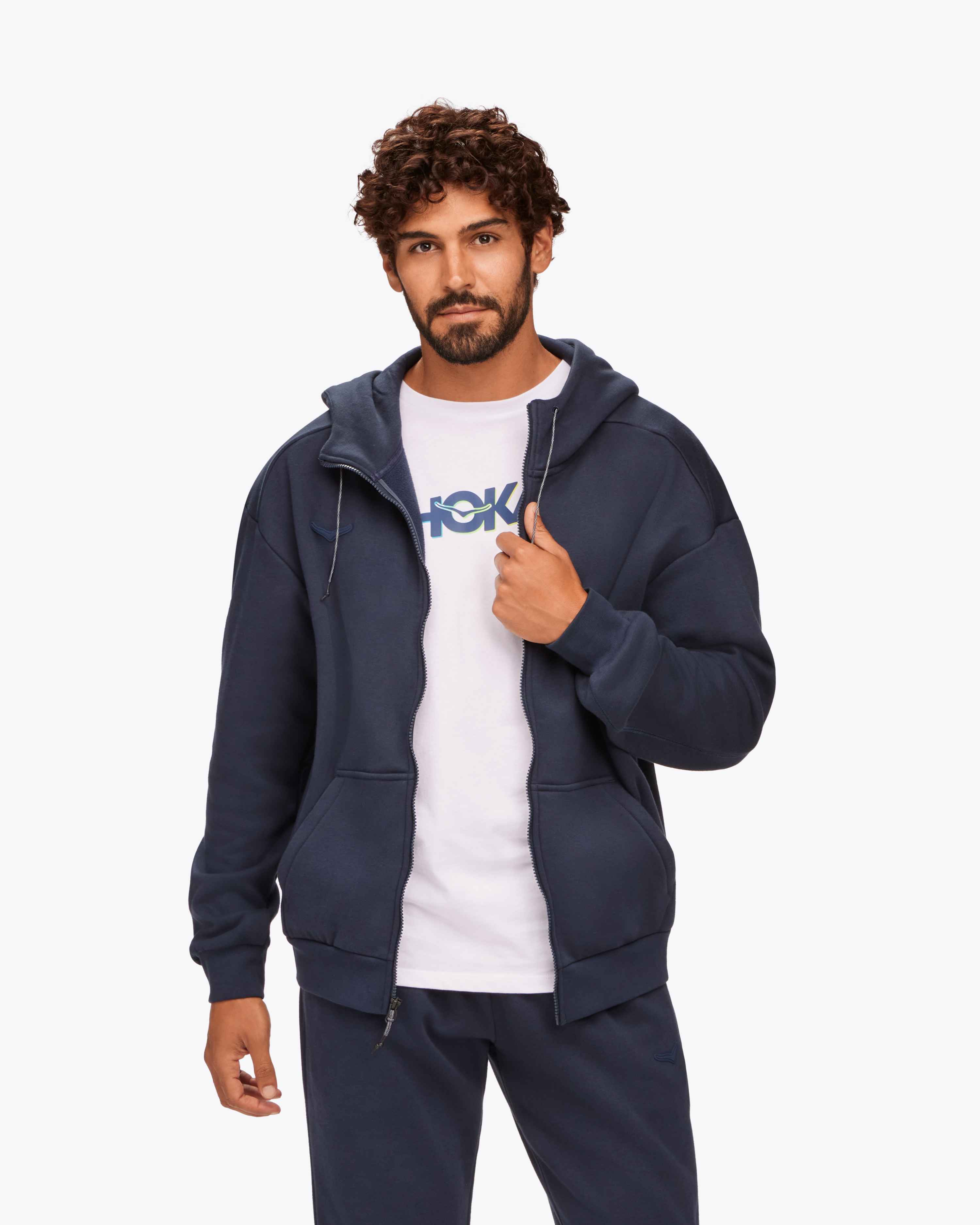 Sudadera HOKA Essential con capucha y cremallera completa
