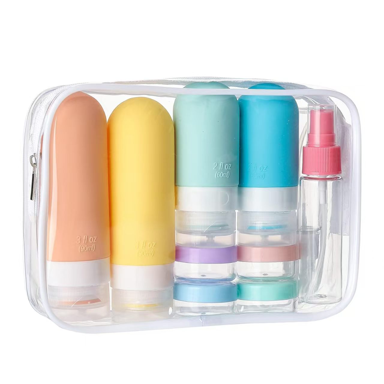 Empty bottles for skin care product sets, portable dispensers(9-piece pack)