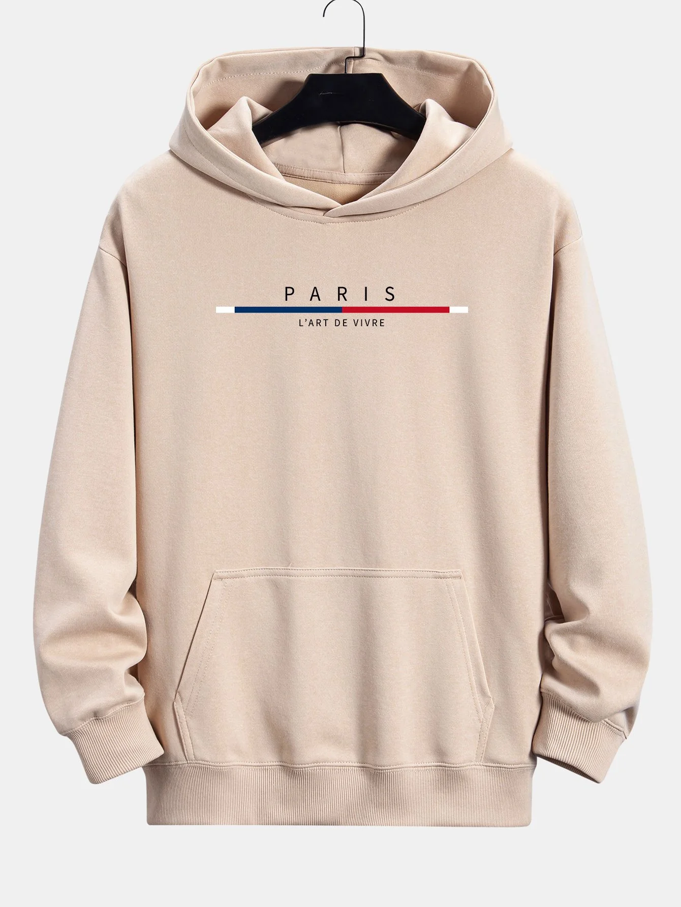 Paris Stripe Print Relax Fit Hoodie