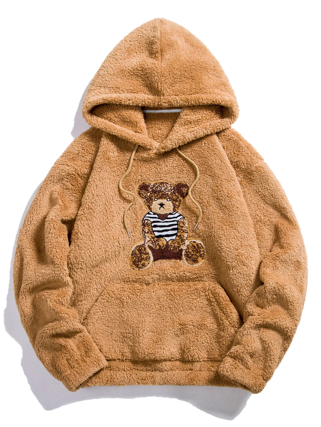 Bear Embroidered Patch Teddy Hoodie