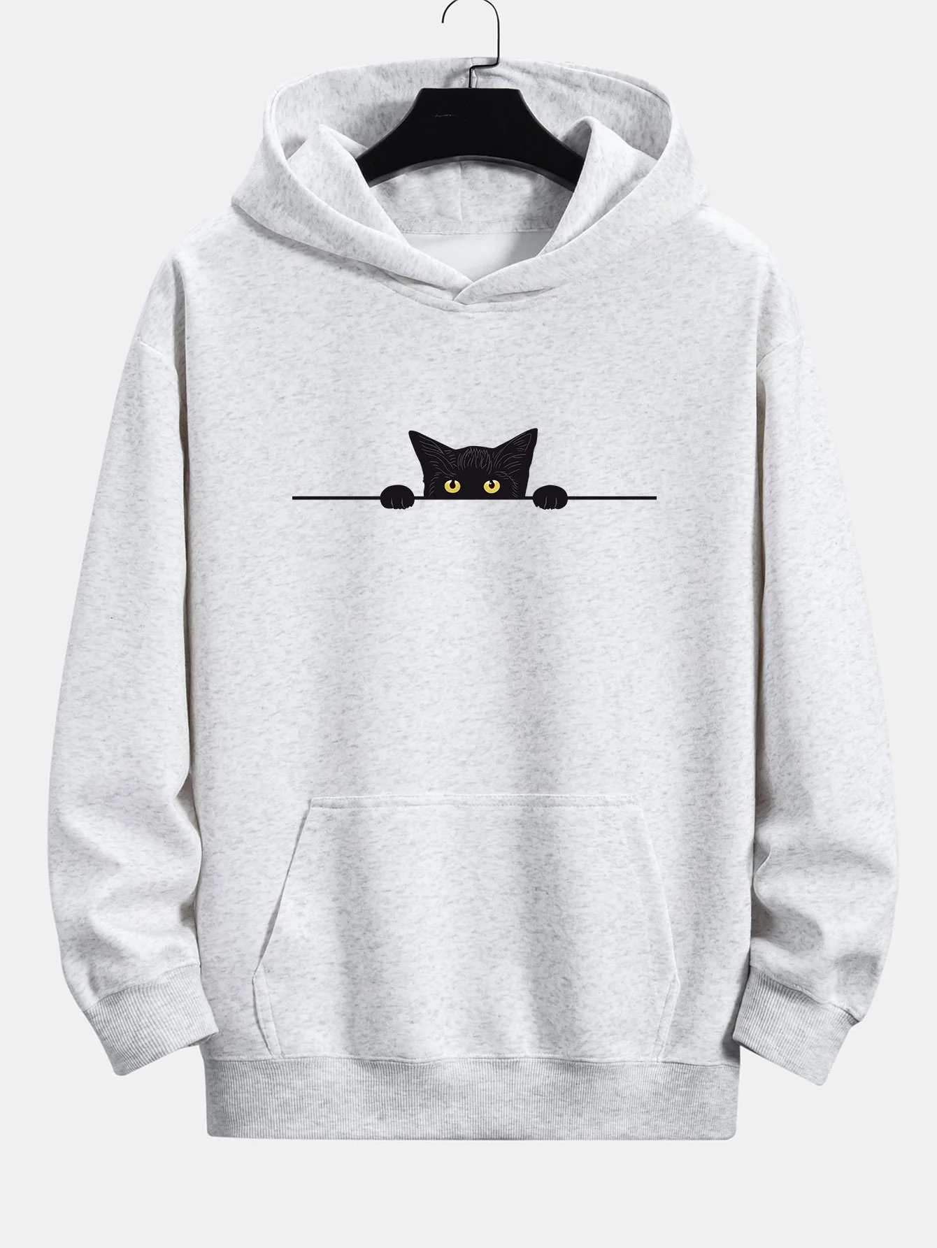 Black Cat Print Relax Fit Hoodie