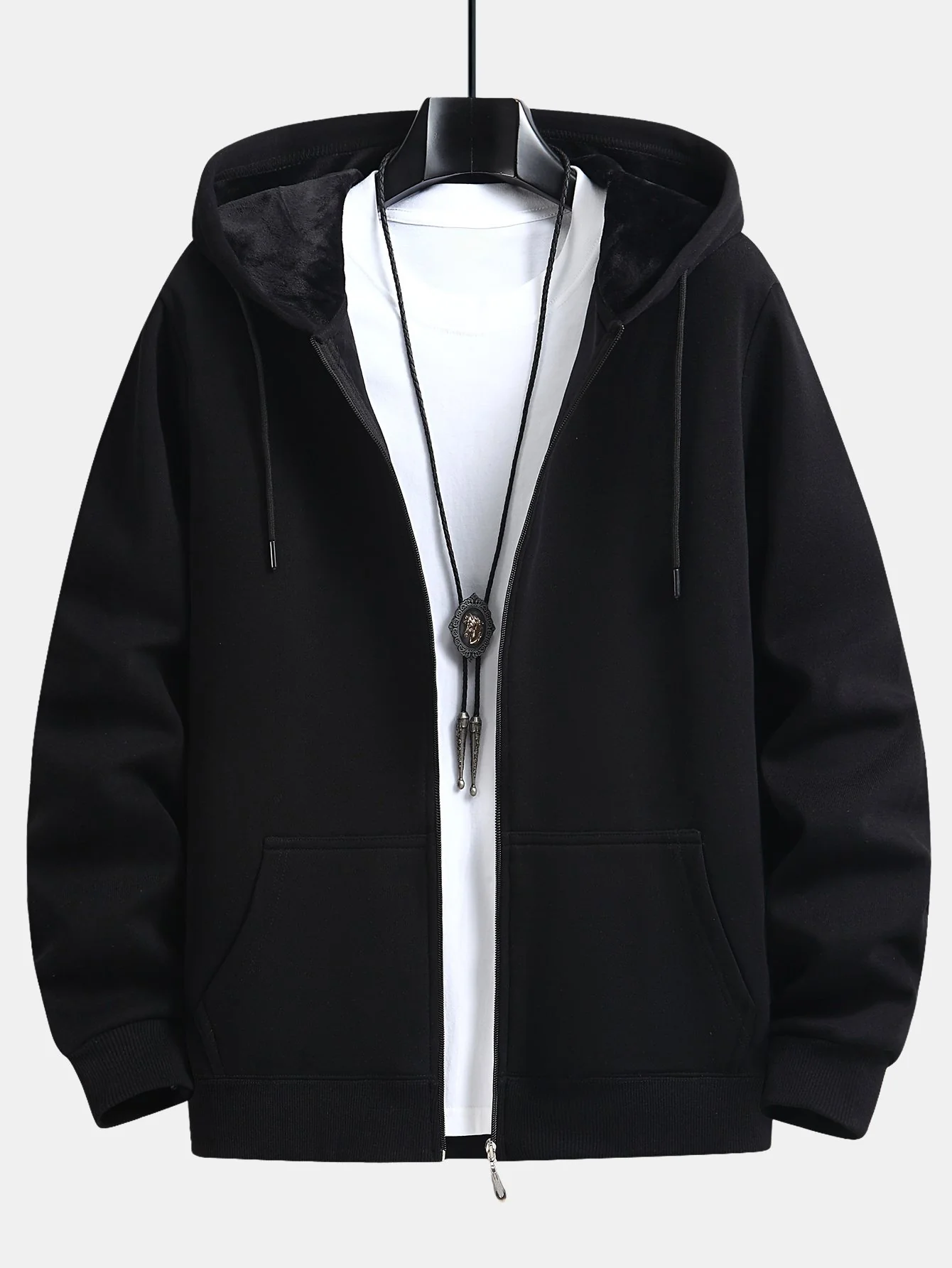 Plush Lined Relax Fit Zip Hoodie