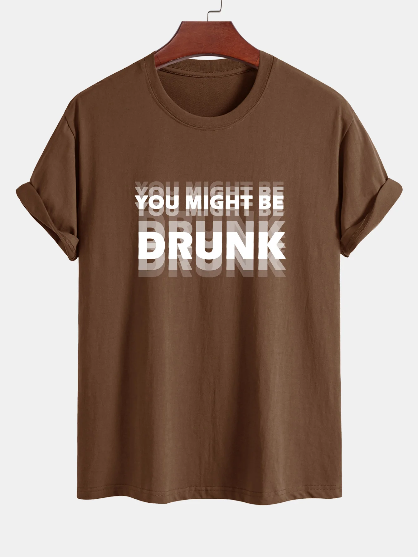 Regular Fit You Might Be Drunk Print Cotton T-Shirt