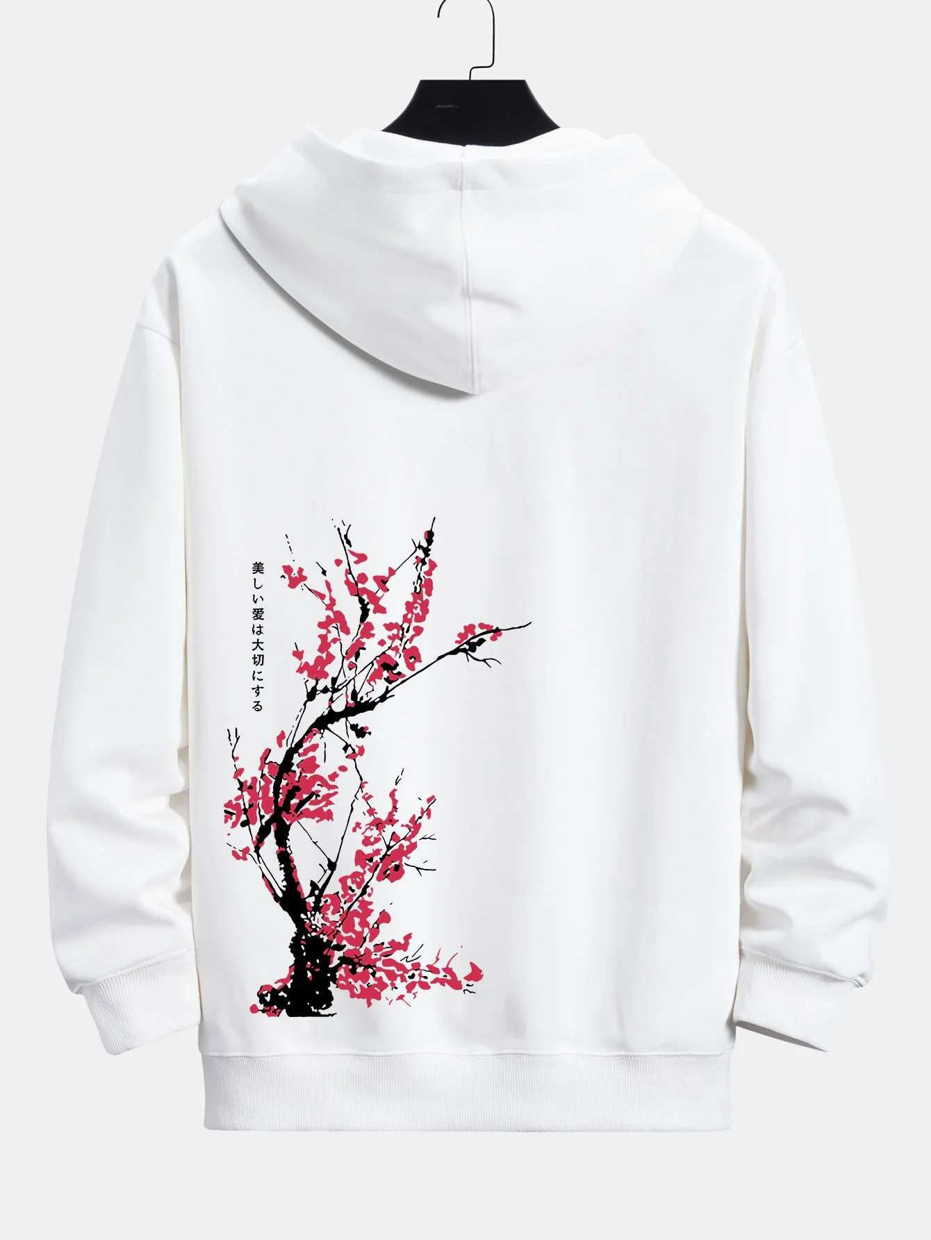 Plum Blossom Slogan Back Print Relax Fit Hoodie