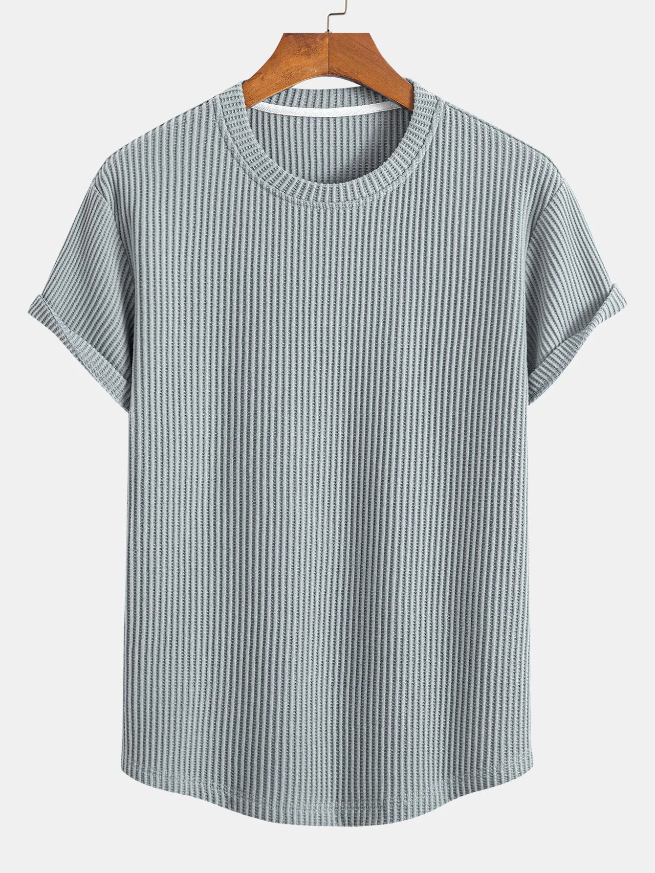 Knitted Waffle Arc Hem T-Shirt