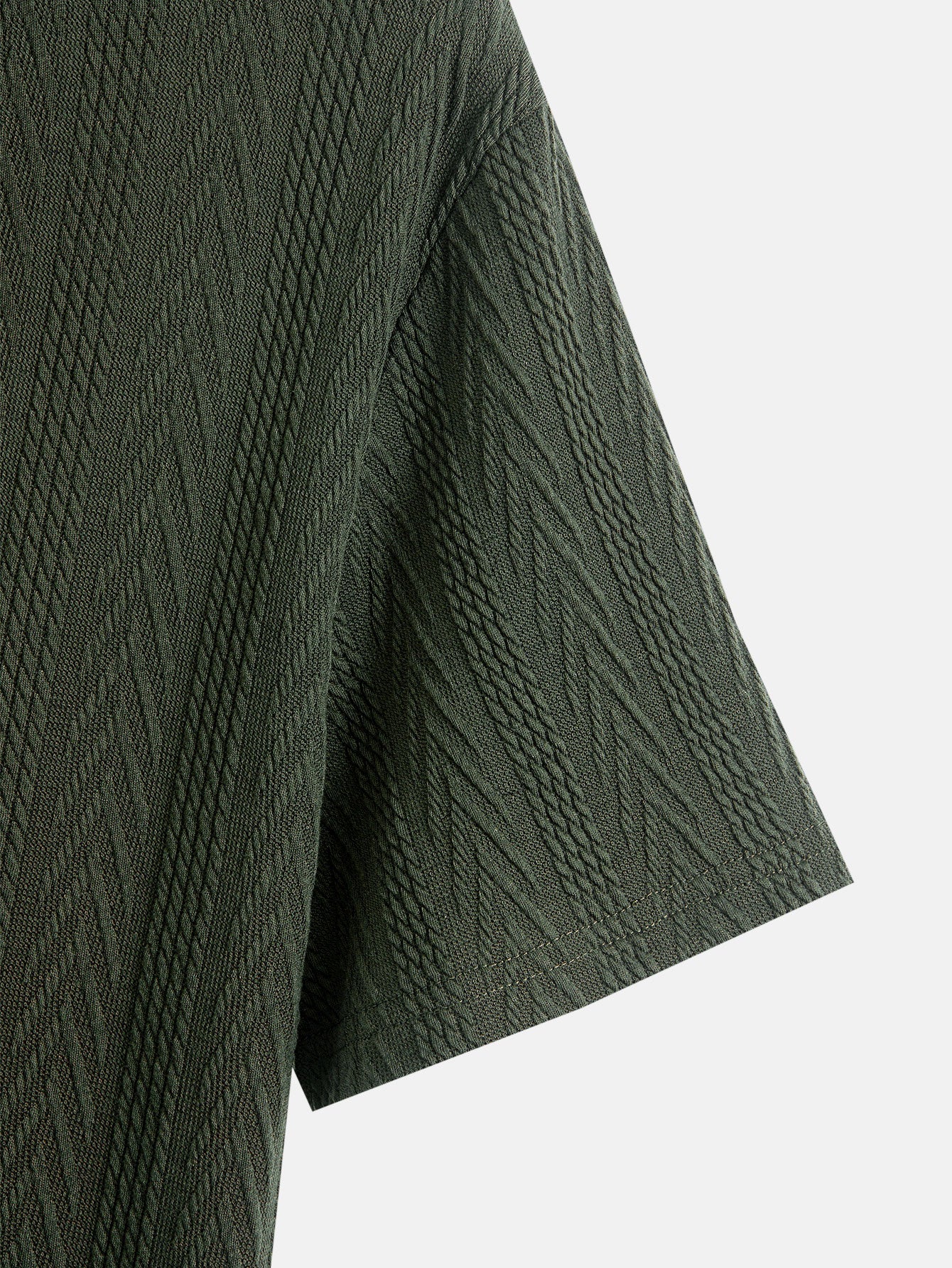 Short Sleeve Jacquard Half Open Collar T-Shirt