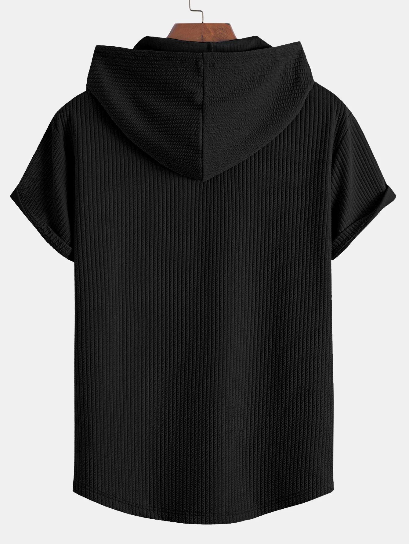 Ribbed Hooded  Arc Hem T-Shirt