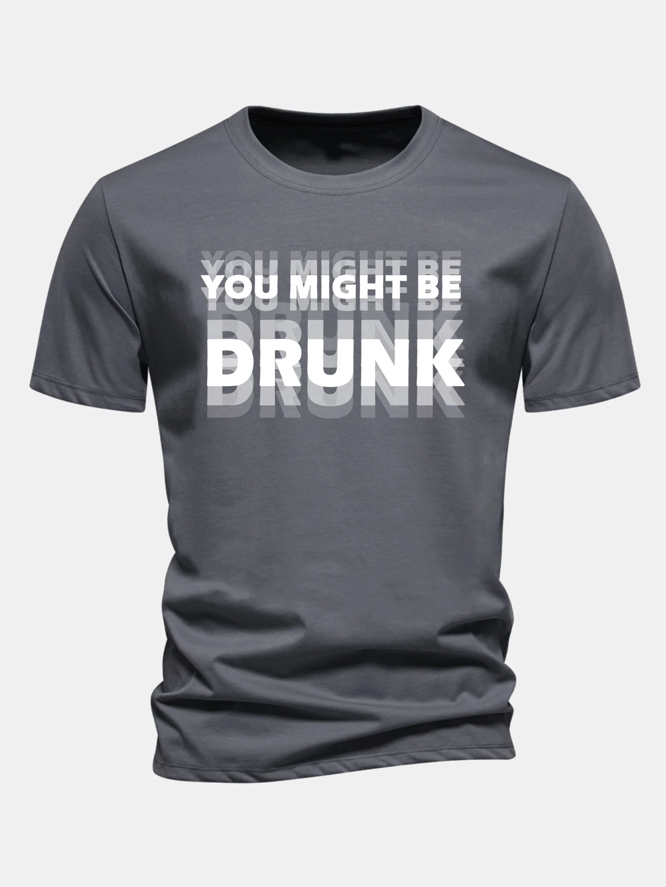 Regular Fit You Might Be Drunk Print Cotton T-Shirt