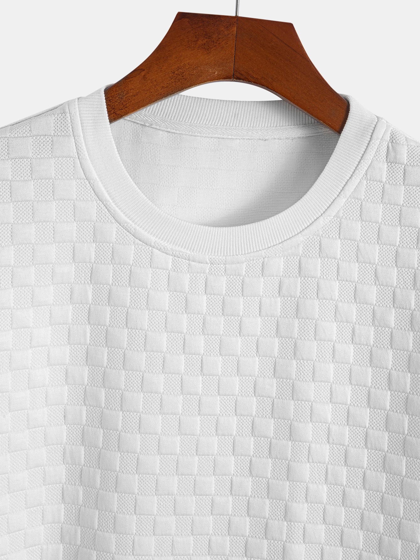 Checkerboard Jacquard  Arc Hem T-Shirt