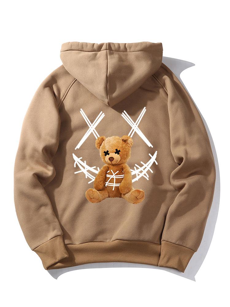 Smiley Bear Back Print Hoodie