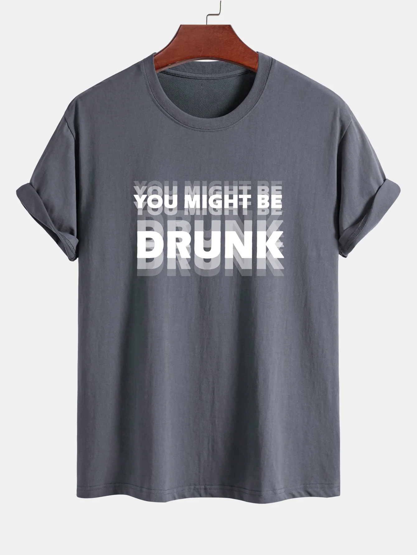 Regular Fit You Might Be Drunk Print Cotton T-Shirt